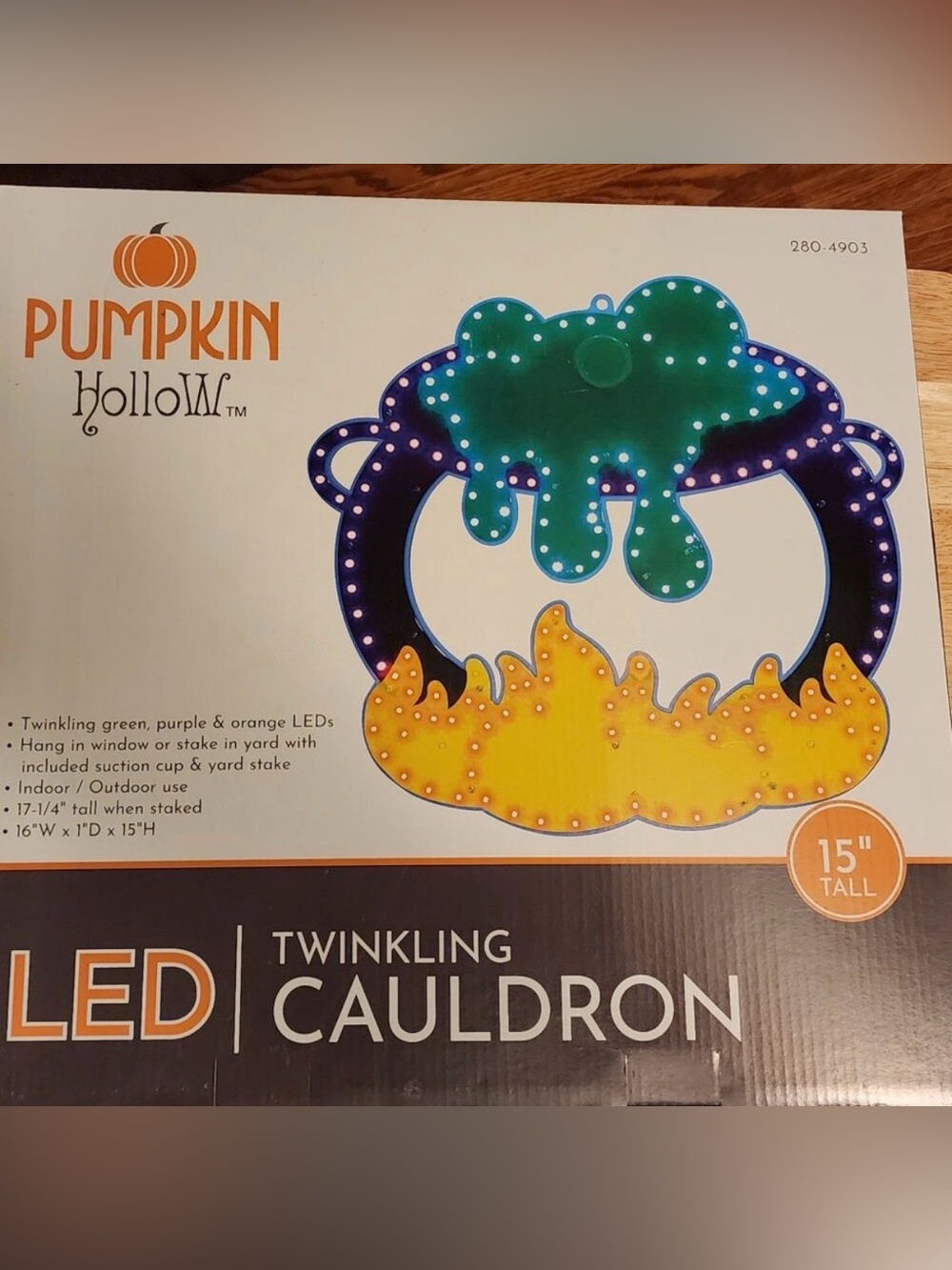 Vintage Pumpkin Hollow LED Twinkling Cauldron Halloween Decor 🧙